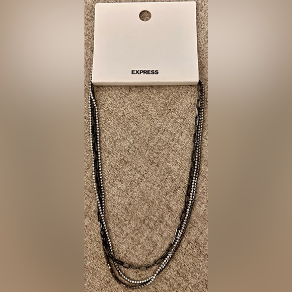 Express Jewelry - Express 3 layer paperclip chain necklace with rinestones 🦄🦄🦄